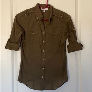 Army green button down
